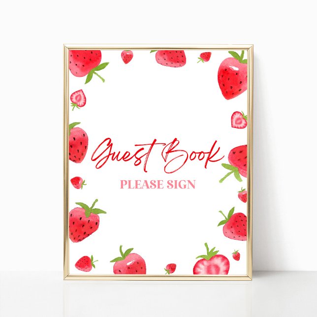 Strawberry Berry Sweet Guest Book Sign Poster (Von Creator hochgeladen)