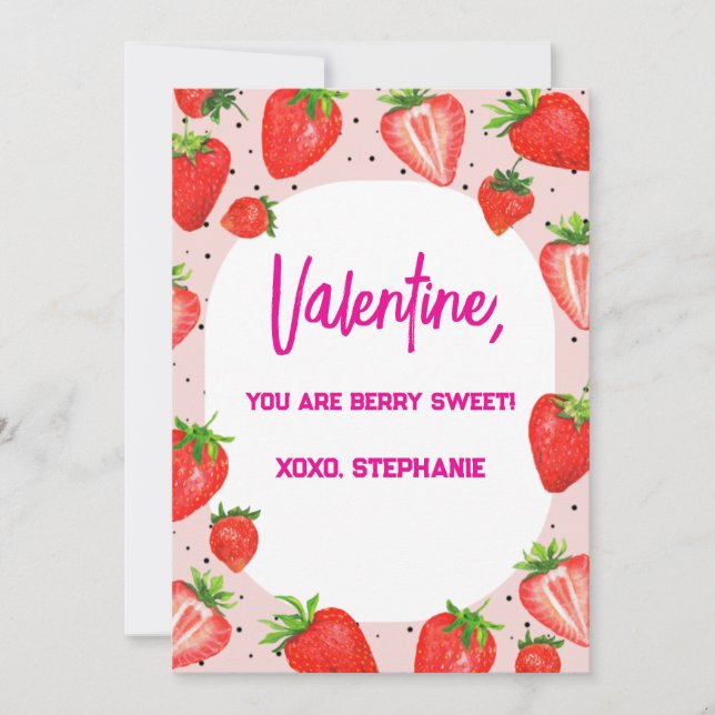 Strawberry Berry Sweet Kids Valentinstag Einladung (Vorderseite)