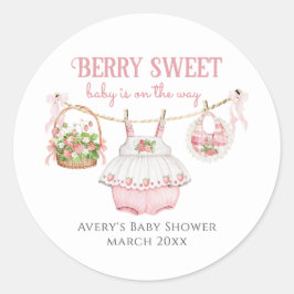Strawberry Berry Sweet Modern Baby Girl Dusche Runder Aufkleber