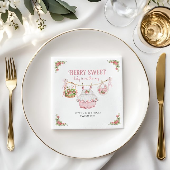 Strawberry Berry Sweet Modern Baby Girl Dusche Serviette (Von Creator hochgeladen)