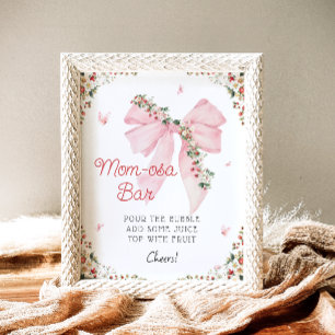 Strawberry Berry Sweet Pink Bow Mama-osa Bar Poster
