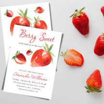 Strawberry Berry Sweet Red Watercolor Babydusche