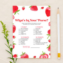 Strawberry Berry Was ist in Purse Baby Shower Game Briefpapier