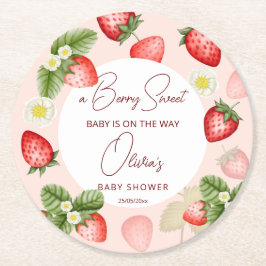 Strawberry Bery Sweet Baby Dusche bevorzugt Runder Pappuntersetzer