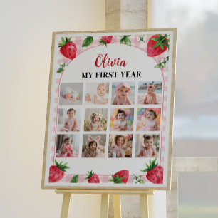 Strawberry Birthday 12 Foto Milestone Poster