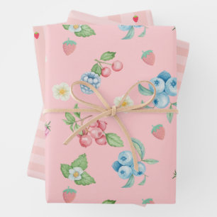 Strawberry Birthday Berry first Pink Geschenkpapier Set