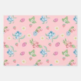 Strawberry Birthday Berry first Pink Geschenkpapier Set