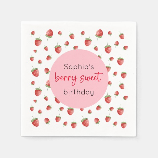 Strawberry Birthday Berry Sweet Serviette (Vorderseite)