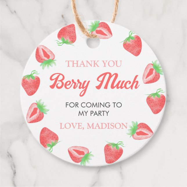 Strawberry Birthday Danke Ihnen Berry Much Geschenkanhänger (Vorderseite)