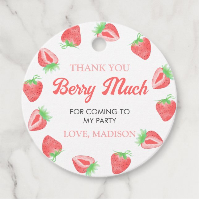 Strawberry Birthday Danke Ihnen Berry Much Geschenkanhänger (Vorderseite)