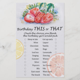 Strawberry Birthday dieses oder jenes Spiel