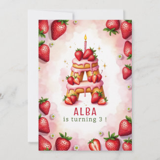 Strawberry Birthday Einladen Letter A Cake Design Einladung