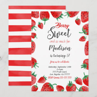 Strawberry Birthday Einladung
