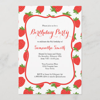 Strawberry Birthday Einladung