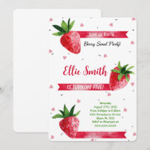 Strawberry Birthday Einladung