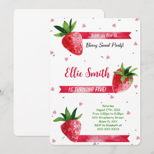 Strawberry Birthday Einladung