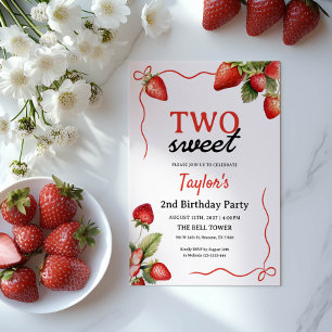Strawberry Birthday Einladung   2. Geburtstag