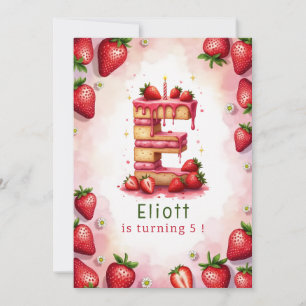 Strawberry Birthday Einladung Letter E Cake Thema