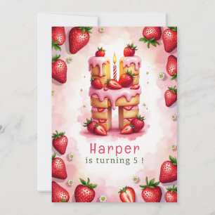 Strawberry Birthday Einladung Letter H Cake Thema