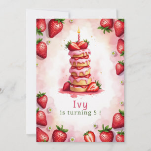 Strawberry Birthday Einladung Letter I Cake Theme