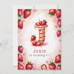 Strawberry Birthday Einladung Letter J Cake Theme