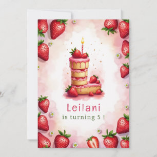 Strawberry Birthday Einladung Letter L Cake Thema