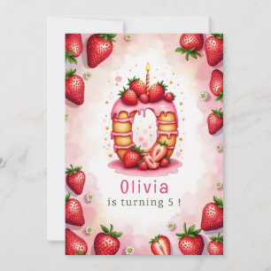 Strawberry Birthday Einladung Letter O Cake Theme
