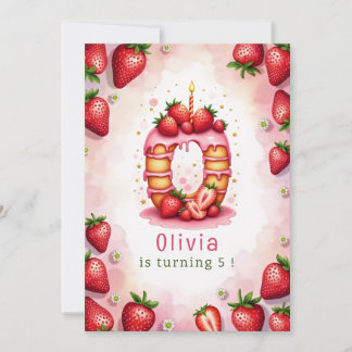 Strawberry Birthday Einladung Letter O Cake Theme