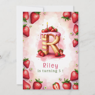 Strawberry Birthday Einladung Letter R Cake Thema