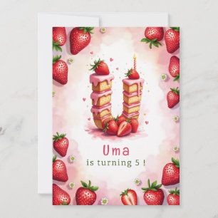 Strawberry Birthday Einladung Letter U Cake Thema