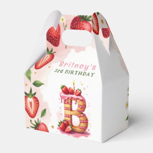 Strawberry Birthday Favor Box Letter B Cake Geschenkschachtel