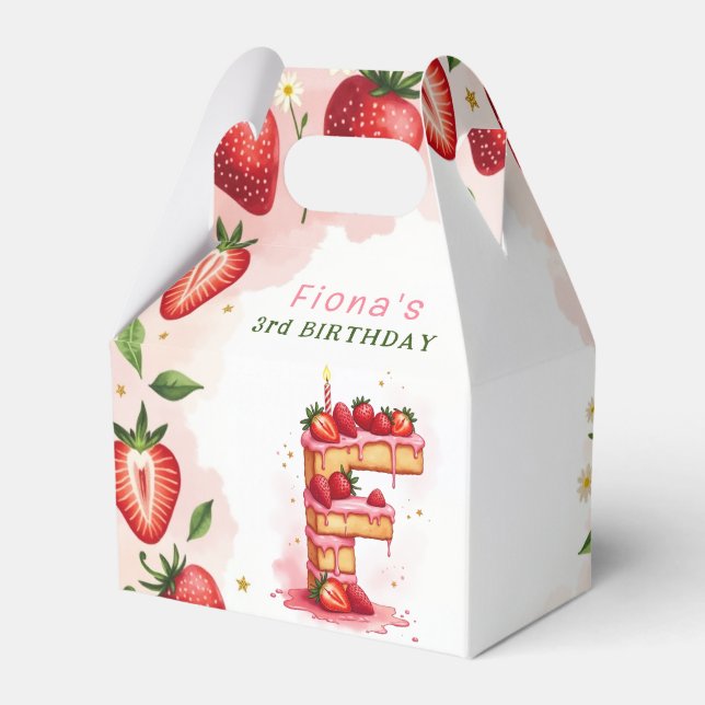 Strawberry Birthday Favor Box Letter F Cake Geschenkschachtel (Vorderseite)