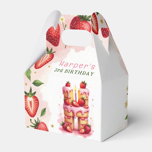 Strawberry Birthday Favor Box Letter H Cake Geschenkschachtel (Vorderseite)