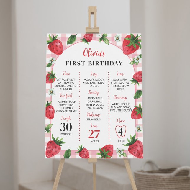 Strawberry Birthday Milestone Sign Berry Sweet Poster (Von Creator hochgeladen)