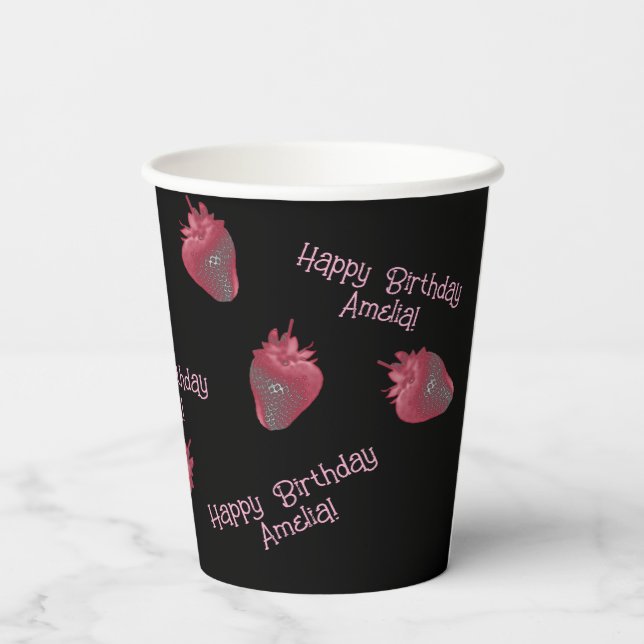 Strawberry Birthday Paper Cup Pappbecher (Rückseite)