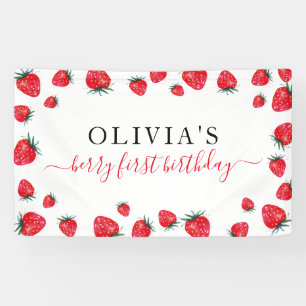 Strawberry Birthday Party Berry First Banner