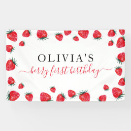 Strawberry Birthday Party Berry First Banner