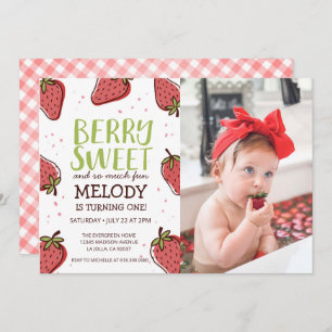 Strawberry Birthday Party ・  Berry Sweet Party Inv Einladung