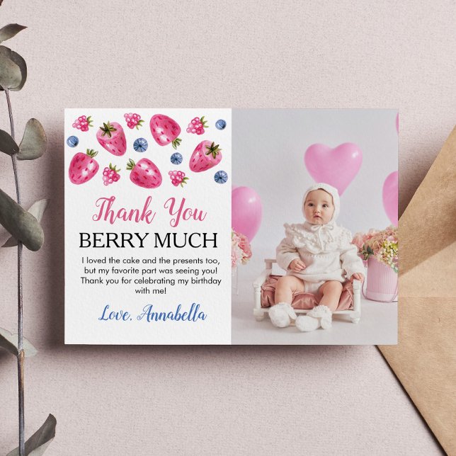 Strawberry Birthday Party Danke Karte (Von Creator hochgeladen)