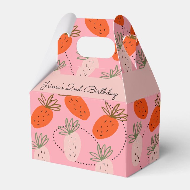 Strawberry Birthday Party Frucht Doodle Pink Geschenkschachtel (Vorderseite)