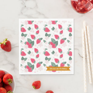 Strawberry Birthday Party Napkins - Sommer Berry Serviette