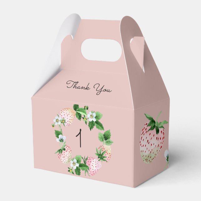 Strawberry Birthday Party Rosa Weißes Obst Geschenkschachtel (Vorderseite)