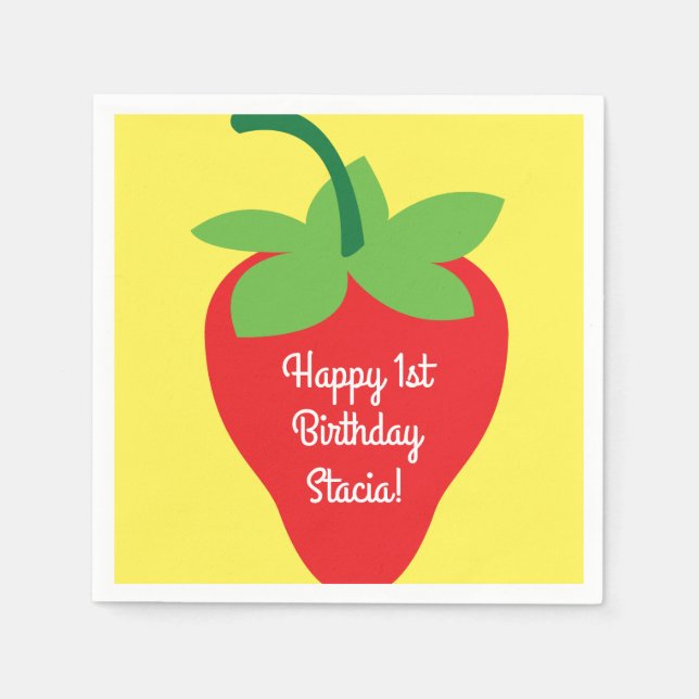 Strawberry Birthday Party Serviette (Vorderseite)