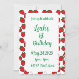 Strawberry Birthday Party Thema Einladung