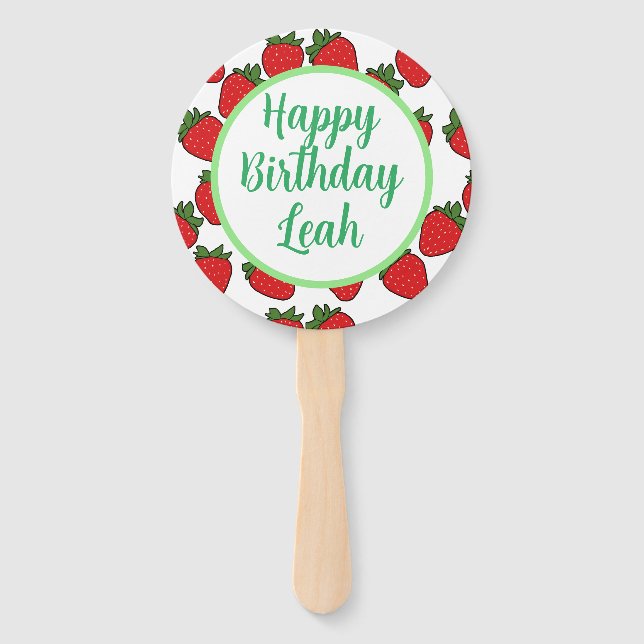 Strawberry Birthday Party Thema Fächer (Vorderseite)