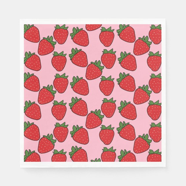 Strawberry Birthday Party Thema Umpackpapier Serviette (Vorderseite)