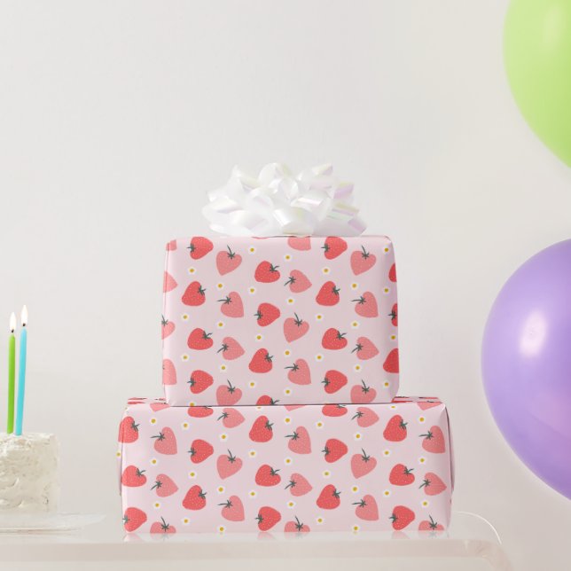 Strawberry Birthday Party Wrapping Paper Geschenkpapier (Partygeschenke)
