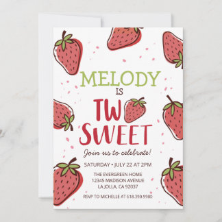 Strawberry Birthday Party ・ Zwei süße Einladung