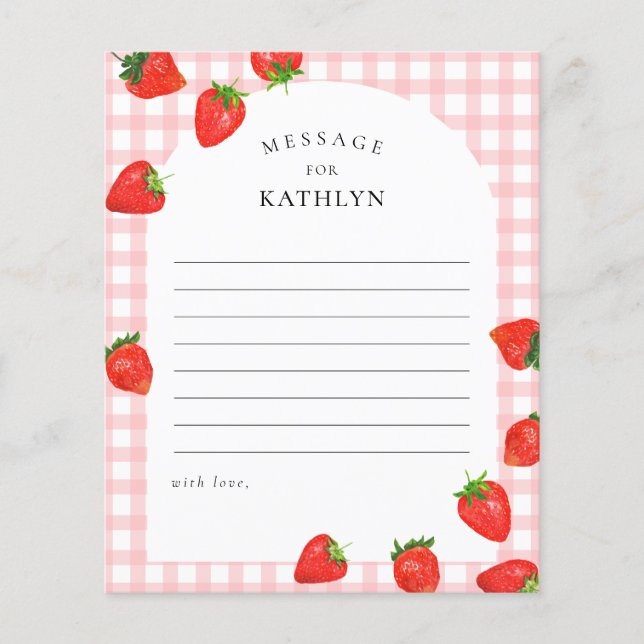 Strawberry Birthday Pink Time Capsule Message Card (Vorderseite)