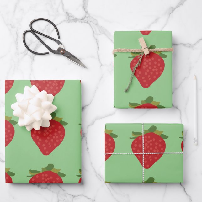 Strawberry Birthday Summer Strawberries Geschenkpapier Set (Vorderseite)